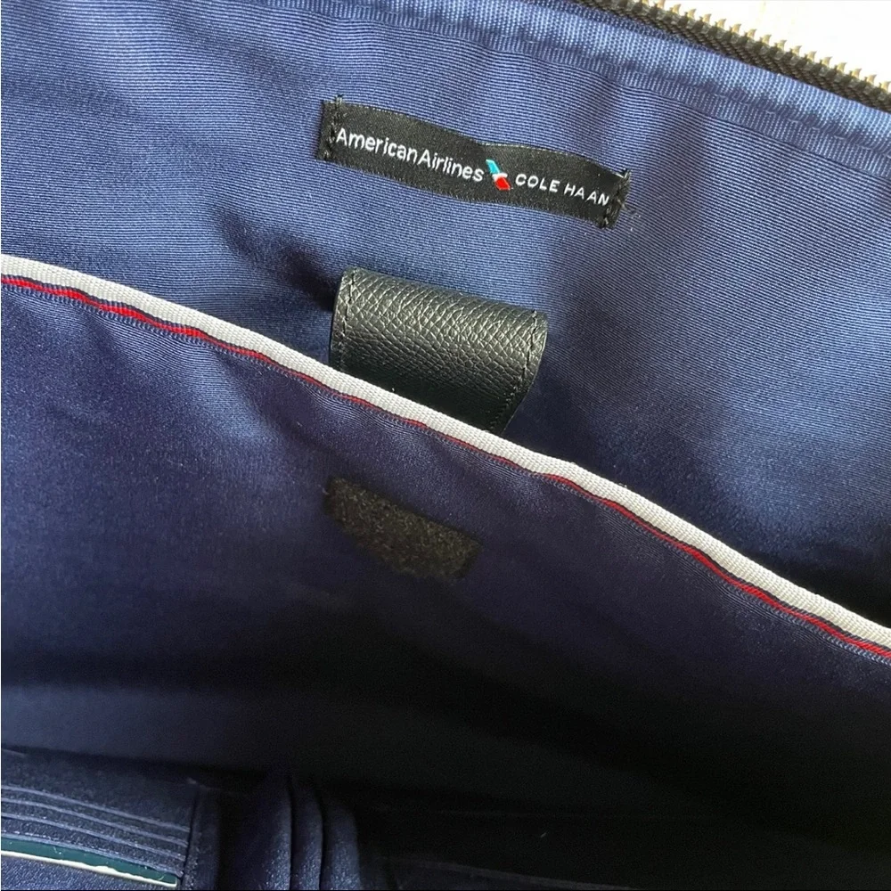 Cole Haan American Airlines Black Leather Attache Business Briefcase Laptop Bag